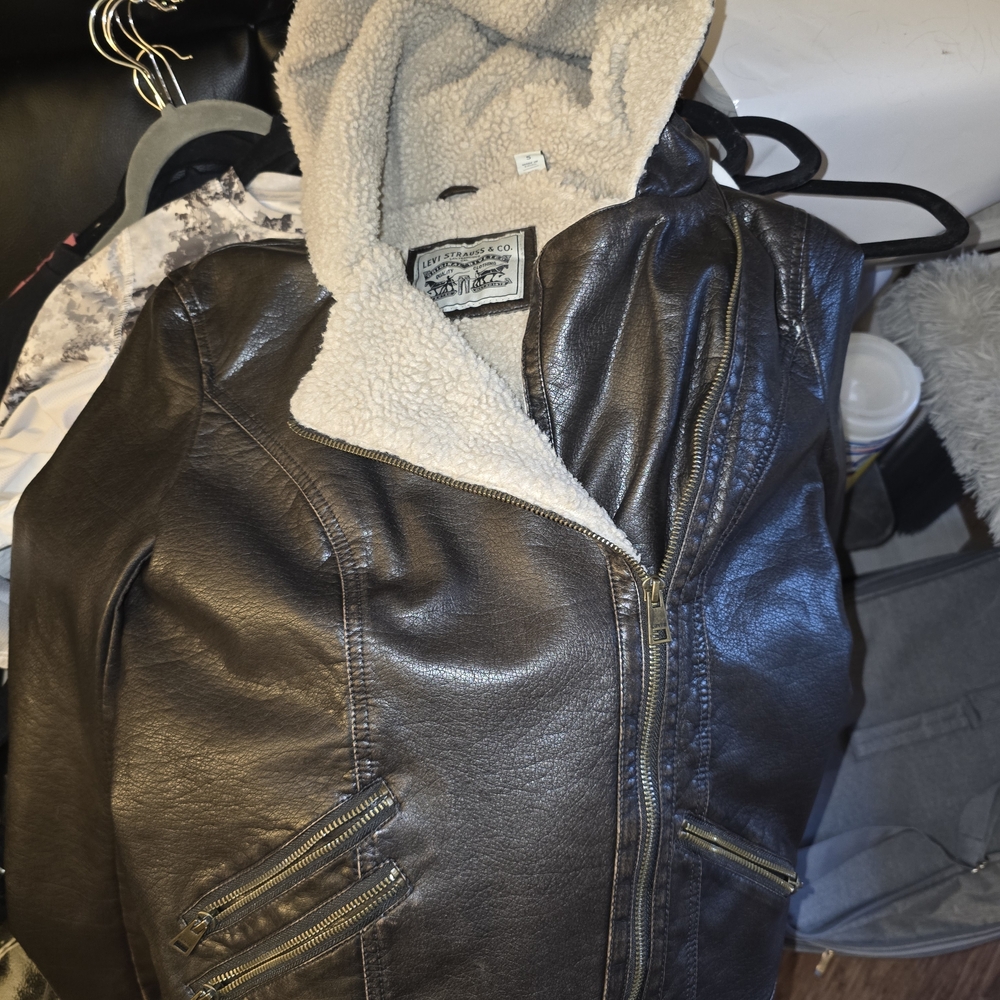 Levi's Brown Faux Shearling-Lined Moto Jacket